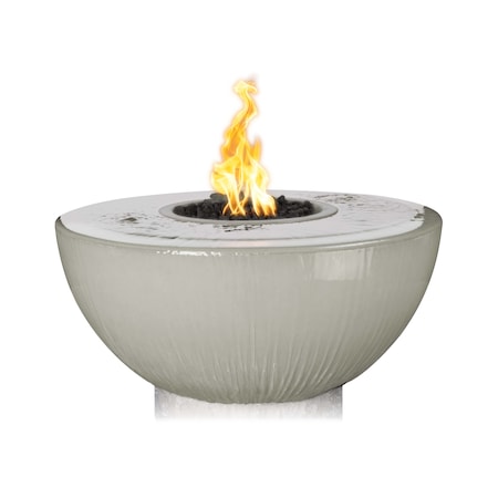 The Outdoor Plus 38 Round Sedona Fire & Water Bowl, GFRC Concrete, Ash, Low Voltage Electronic Ignition, Liquid Propane OPT-38FW360E12V-ASH-LP
